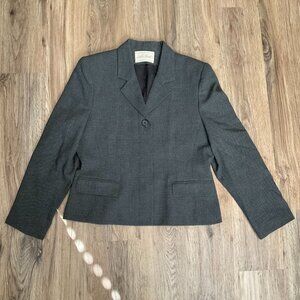 Lord & Taylor Wool Blend Blazer Jacket‎ Petite Size 12P Gray